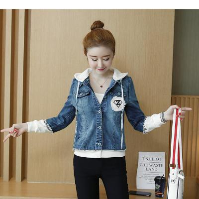 ÁO KHOÁC JEAN CÓ NÓN PHỐI TRẮNG IN HÌNH - NK300